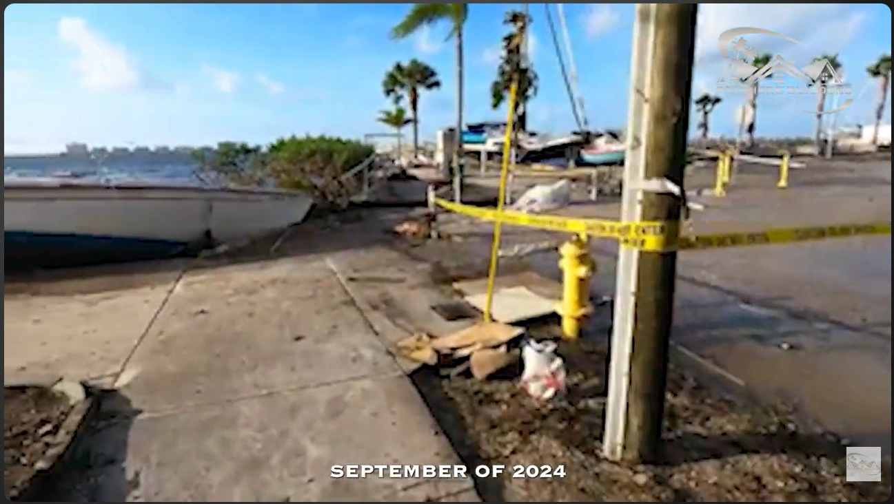 St. Petersburg waterfront street after Hurricane Helene flooding, September 2024